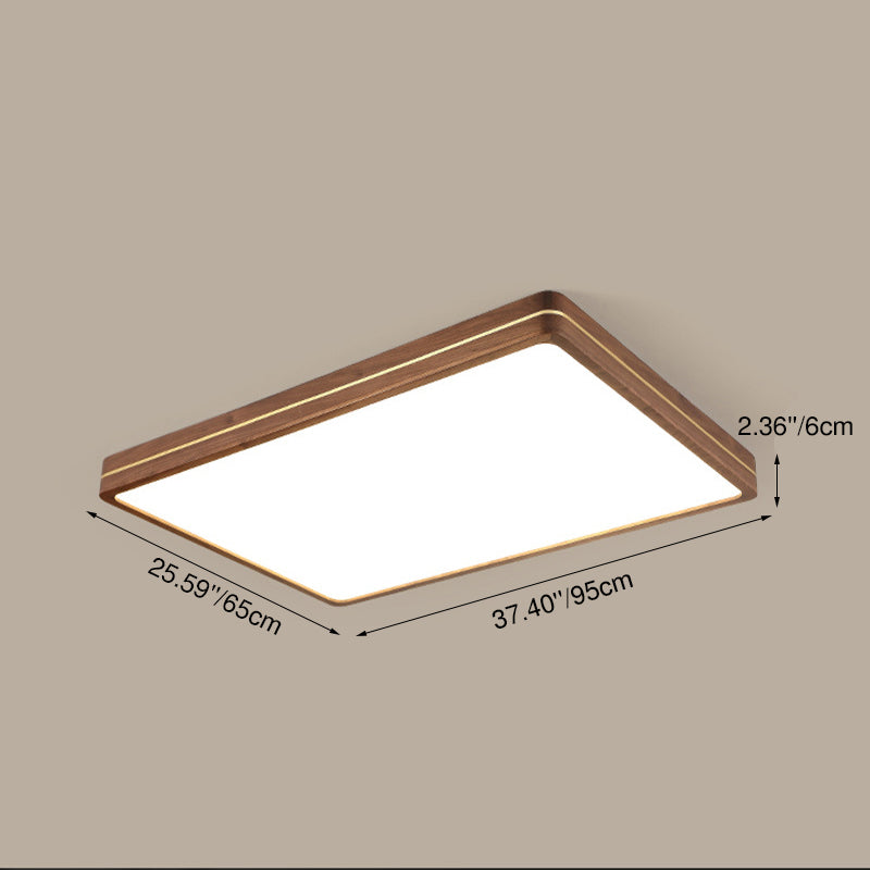 Plafonnier LED moderne en bois mince de couleur noyer 