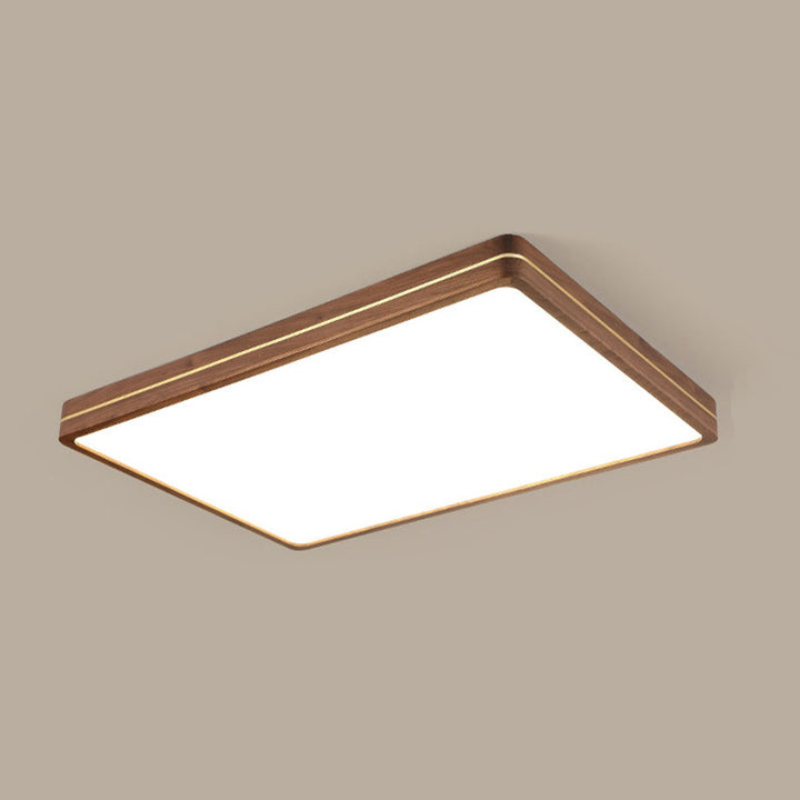 Plafonnier LED moderne en bois mince de couleur noyer 