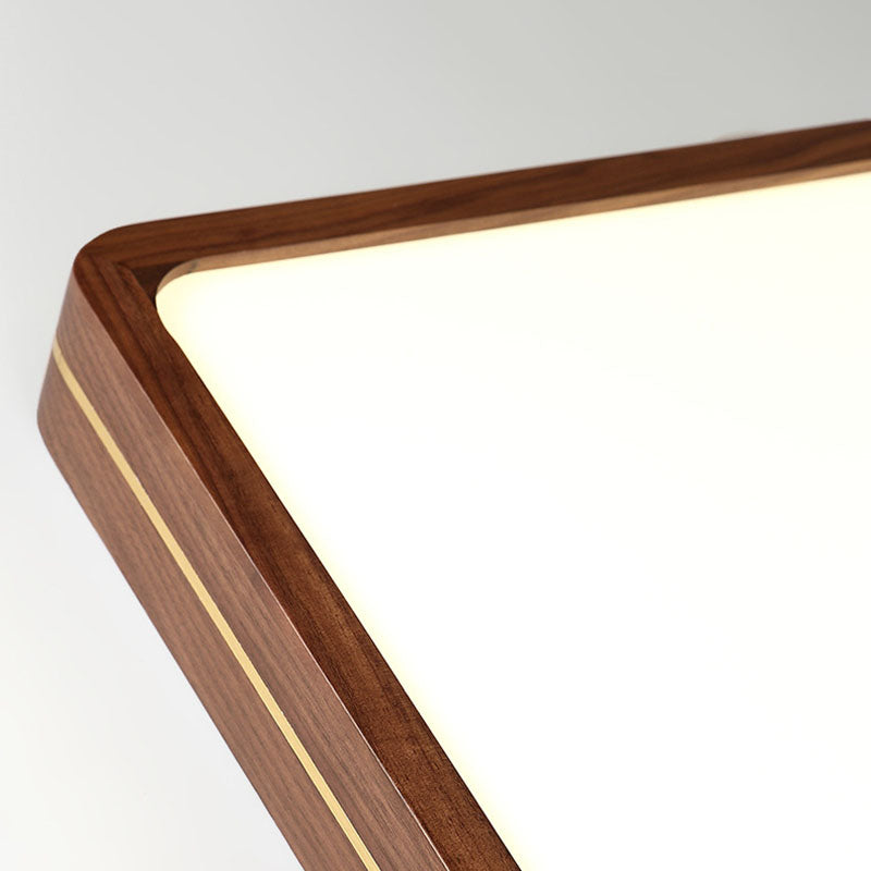 Plafonnier LED moderne en bois mince de couleur noyer 
