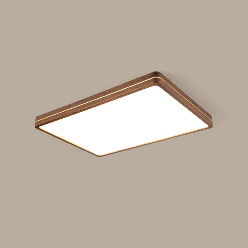 Plafonnier LED moderne en bois mince de couleur noyer 