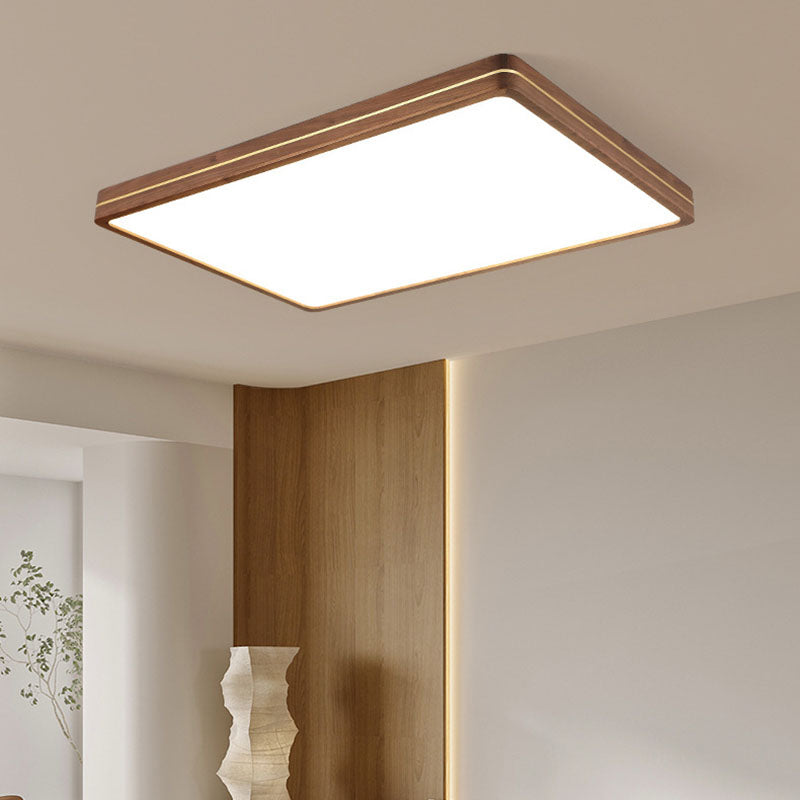 Plafonnier LED moderne en bois mince de couleur noyer 