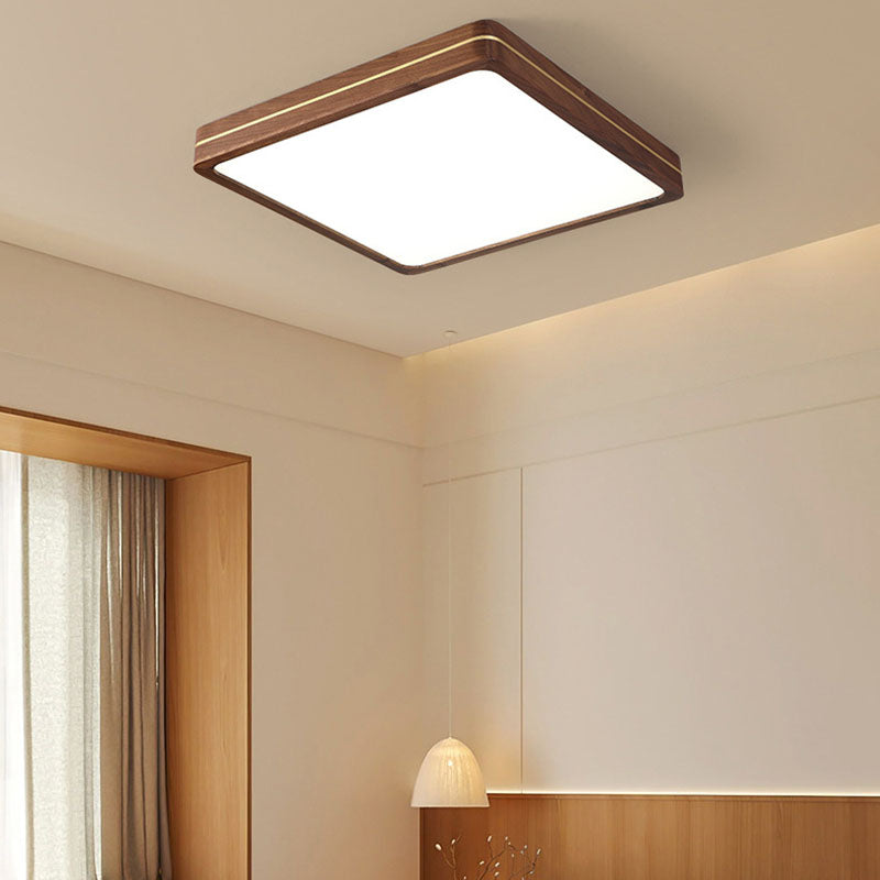 Plafonnier LED moderne en bois mince de couleur noyer 