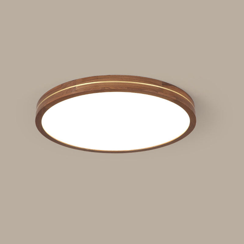 Plafonnier LED moderne en bois mince de couleur noyer 