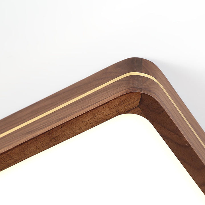 Plafonnier LED moderne en bois mince de couleur noyer 