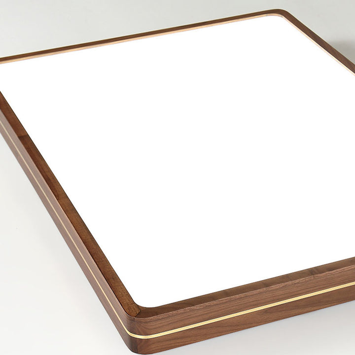Plafonnier LED moderne en bois mince de couleur noyer 