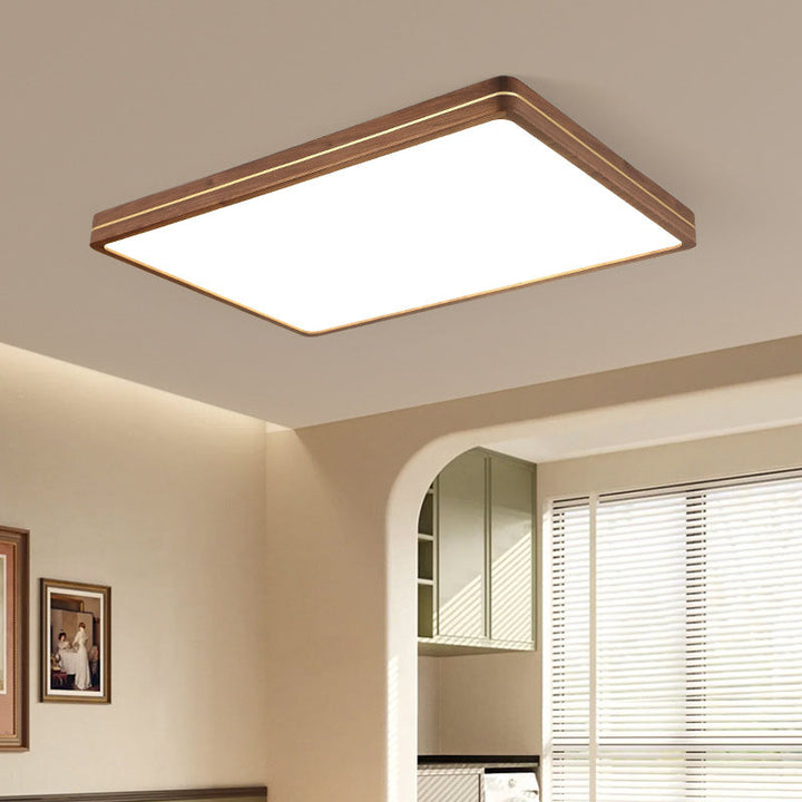 Plafonnier LED moderne en bois mince de couleur noyer 