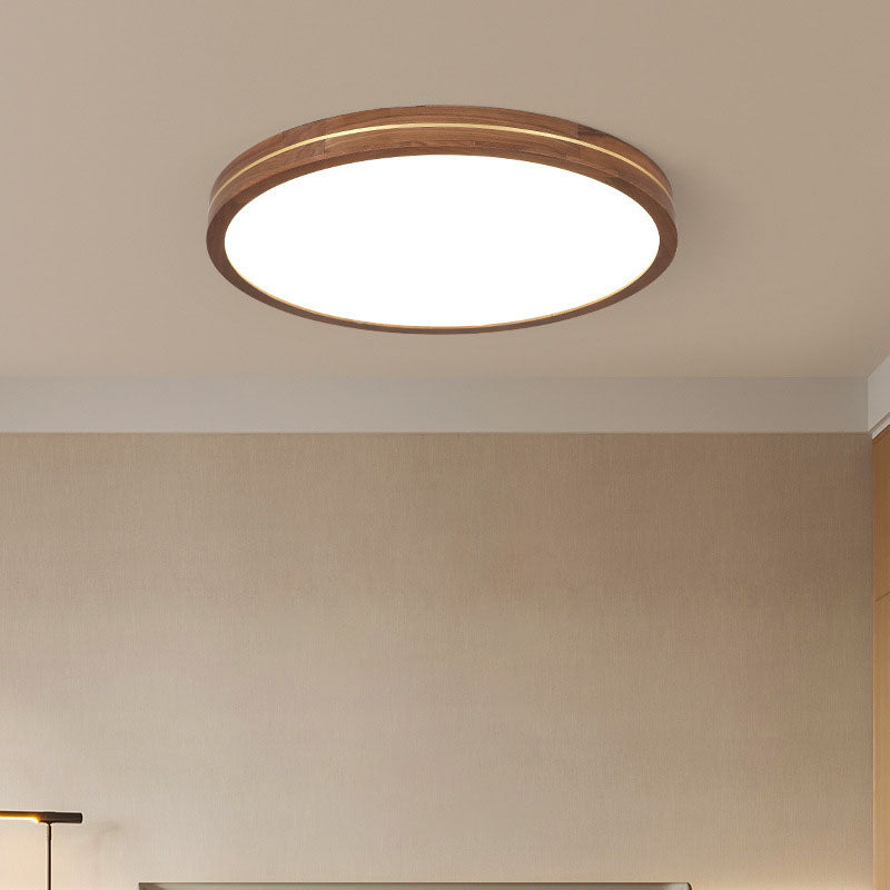 Plafonnier LED moderne en bois mince de couleur noyer 