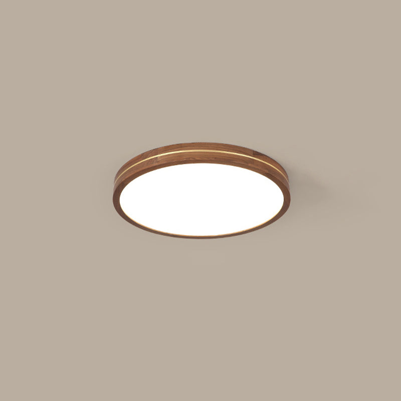 Plafonnier LED moderne en bois mince de couleur noyer 