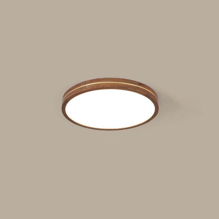 Plafonnier LED moderne en bois mince de couleur noyer 