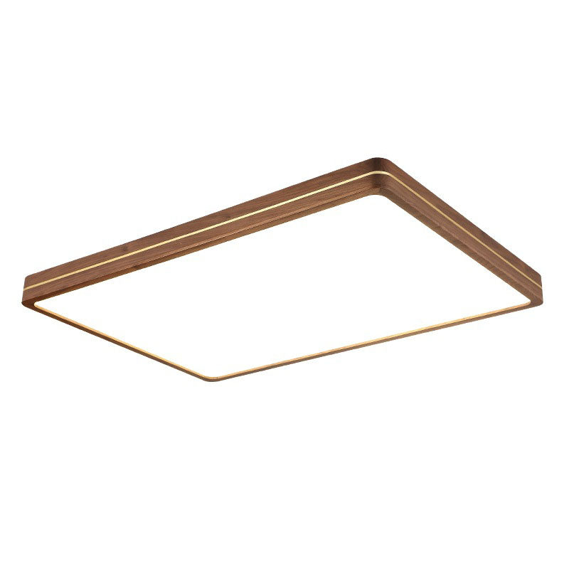 Plafonnier LED moderne en bois mince de couleur noyer 