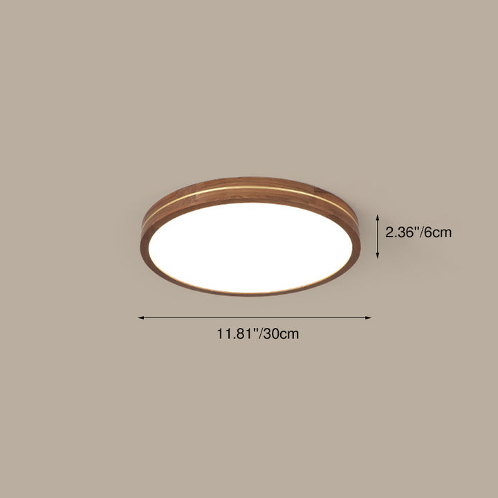 Plafonnier LED moderne en bois mince de couleur noyer 