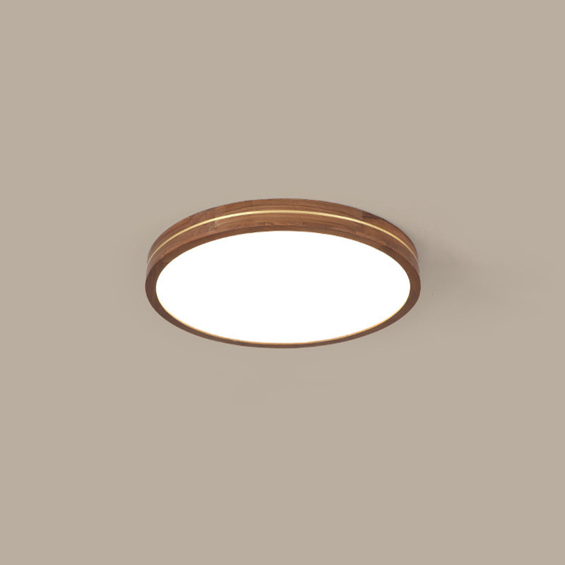 Plafonnier LED moderne en bois mince de couleur noyer 