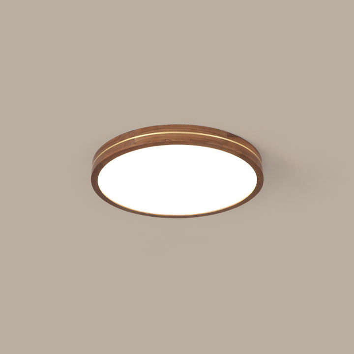Plafonnier LED moderne en bois mince de couleur noyer 