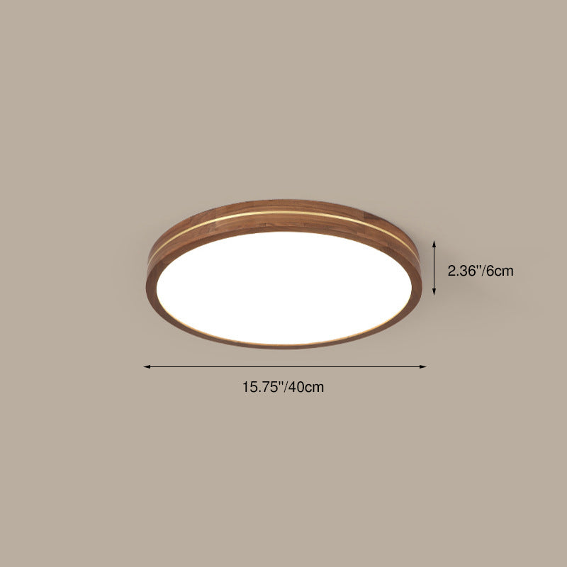 Plafonnier LED moderne en bois mince de couleur noyer 