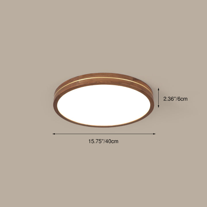 Plafonnier LED moderne en bois mince de couleur noyer 