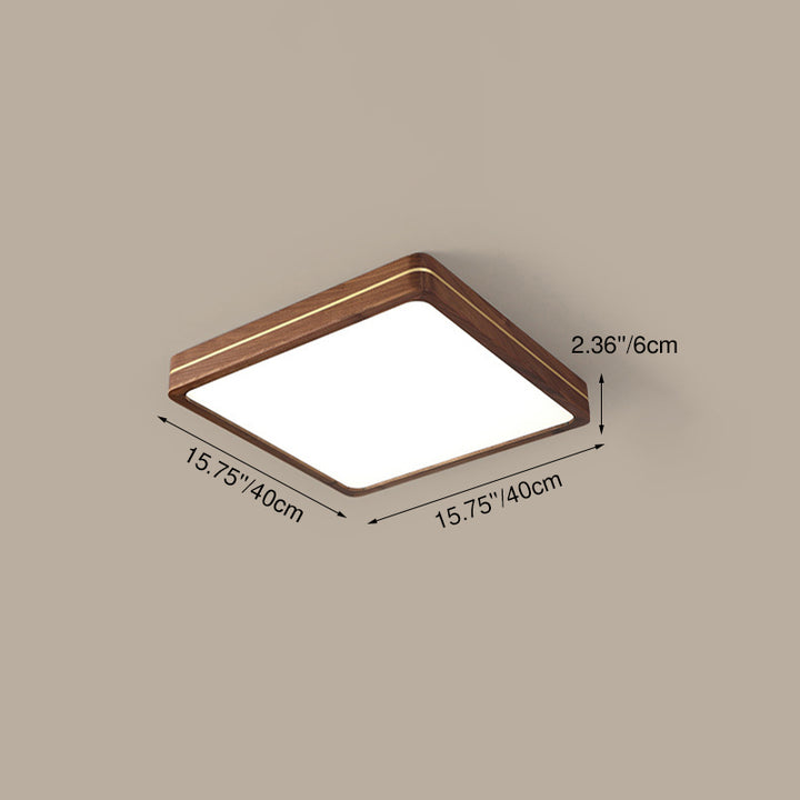 Plafonnier LED moderne en bois mince de couleur noyer 