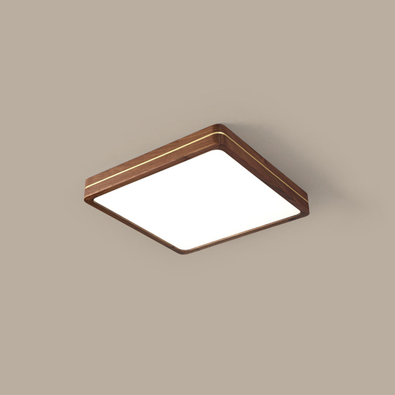 Plafonnier LED moderne en bois mince de couleur noyer 