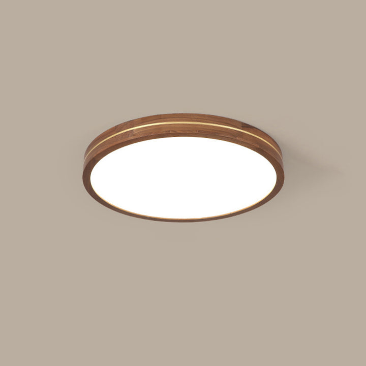 Plafonnier LED moderne en bois mince de couleur noyer 