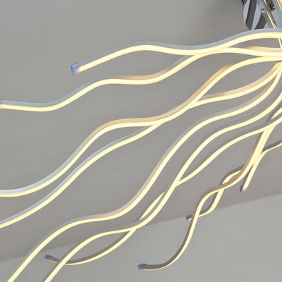 Zeitgenössische kreative Welle lange Aluminium Acryl LED Semi-Flush Mount Deckenleuchte für Wohnzimmer 