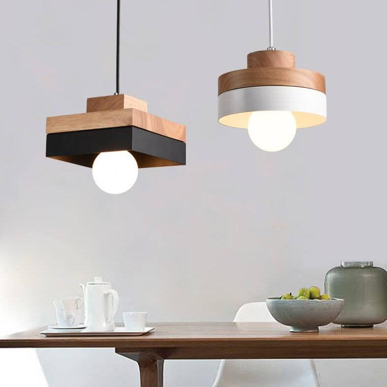Suspension Luminaire Nordic Rond/Carré 1 Lumière 