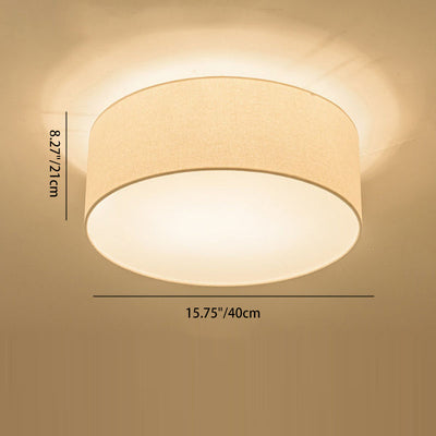 Nordic Minimalist Round Drum Fabric 3/5 Light Flush Mount Ceiling Light