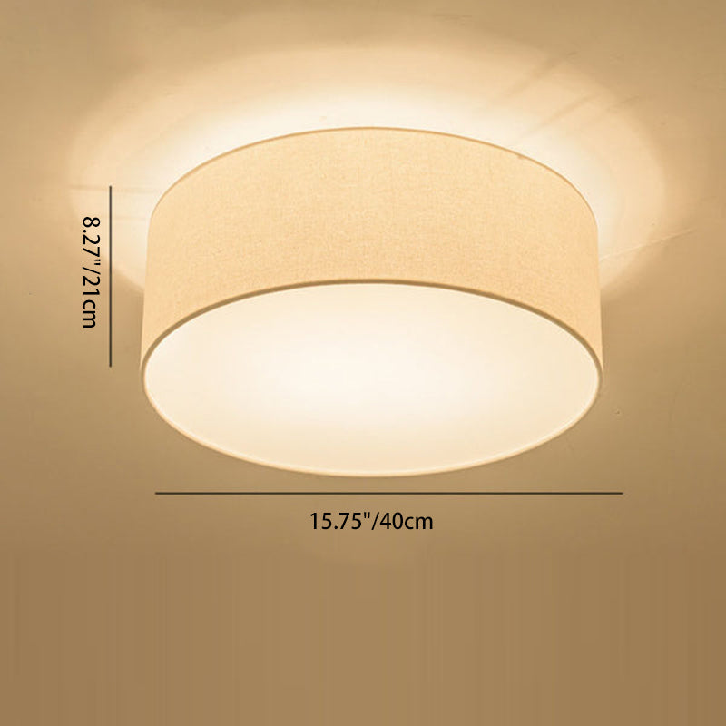 Nordic Minimalist Round Drum Fabric 3/5 Light Flush Mount Ceiling Light