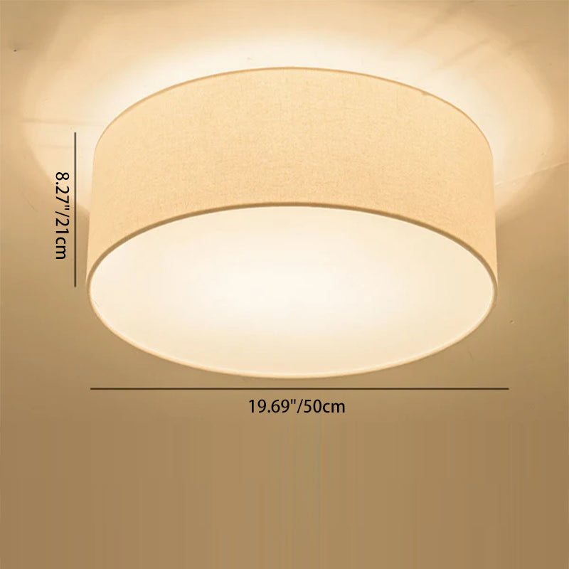 Nordic Minimalist Round Drum Fabric 3/5 Light Flush Mount Ceiling Light
