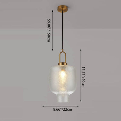 Lustre suspendu nordique de luxe ovale en verre transparent à 1 lumière 