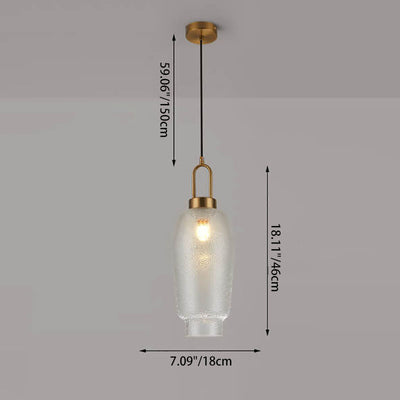 Lustre suspendu nordique de luxe ovale en verre transparent à 1 lumière 