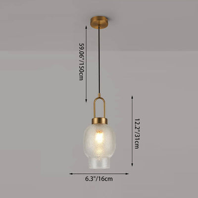 Lustre suspendu nordique de luxe ovale en verre transparent à 1 lumière 