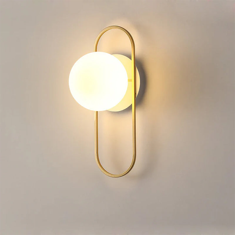 Moderne Leichte Luxus Runde Eisen Glas 1-Licht Wandleuchte Lampe 