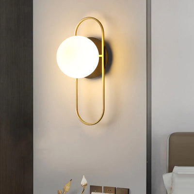 Moderne Leichte Luxus Runde Eisen Glas 1-Licht Wandleuchte Lampe 