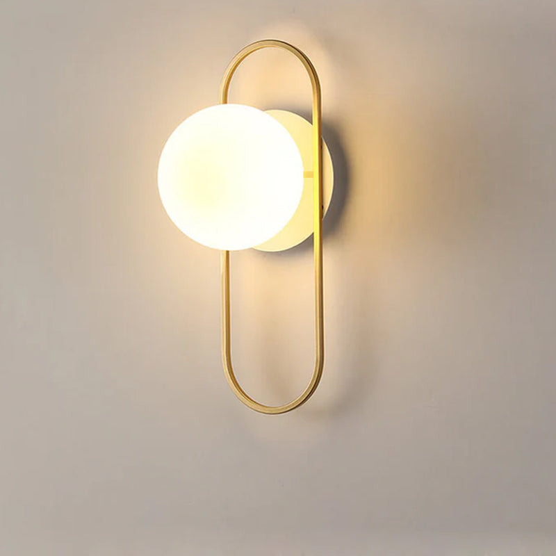 Moderne Leichte Luxus Runde Eisen Glas 1-Licht Wandleuchte Lampe 