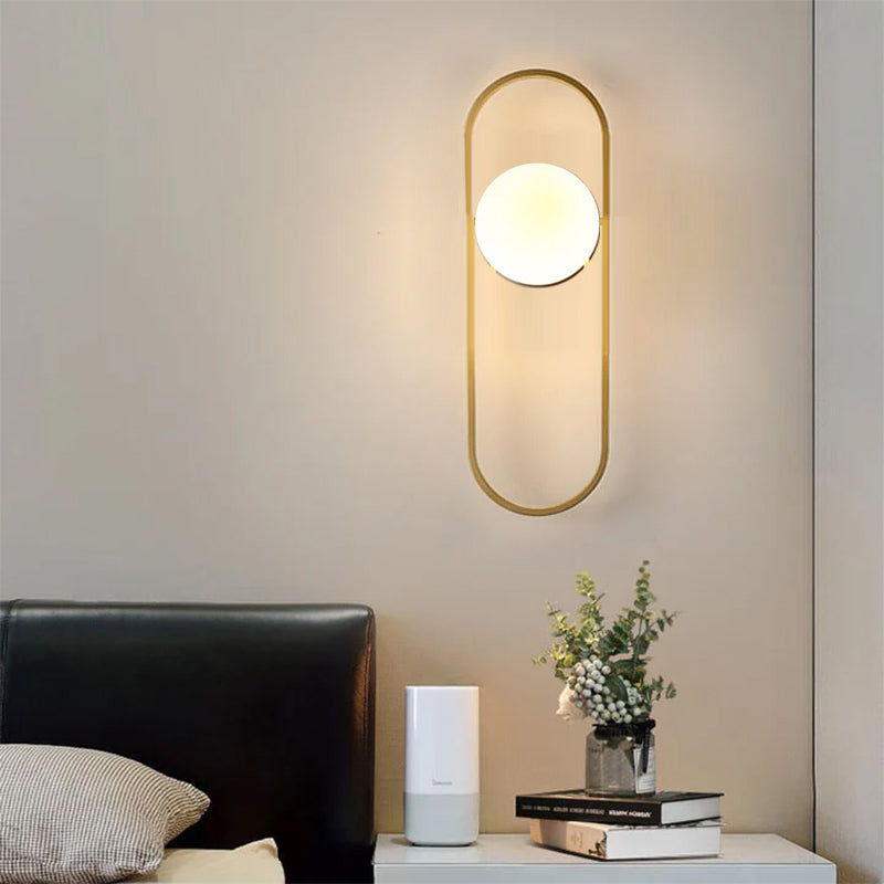 Moderne Leichte Luxus Runde Eisen Glas 1-Licht Wandleuchte Lampe 