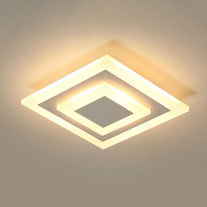 リビングルーム用モダンシンプルアイアンアクリルスクエアLEDフラッシュマウントシーリングライト 