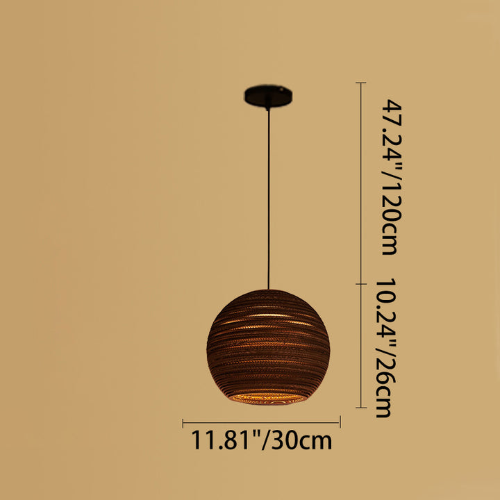 Suspension lumineuse 1 lumière contemporaine rétro en papier elliptique sphérique cloche trapézoïdale semi-circulaire polygonale pour salle à manger 
