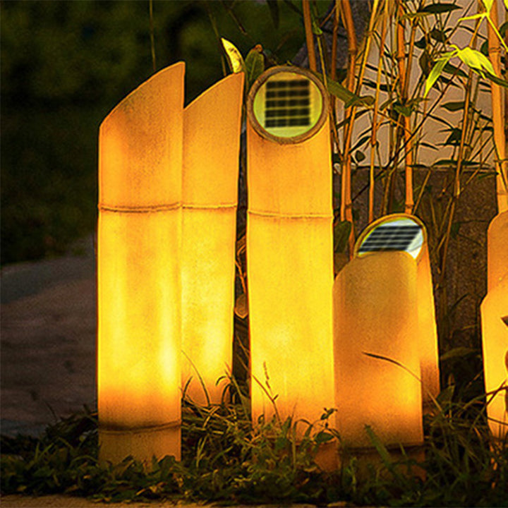 Contemporary Creative Waterproof Solar Resin Bamboo LED Landscape Lighting Outdoor Light For Garden