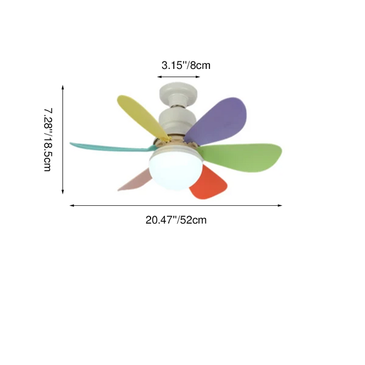 Contemporary Creative PC ABS Nylon Acrylic Flower LED Semi-Flush Mount Ceiling Fan Light For Living Room