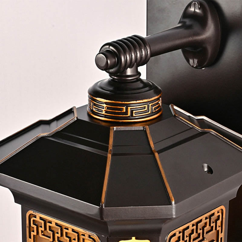 Traditional Chinese Waterproof Aluminum Glass Cylinder 1/2-Light Wall Sconce Lamp For Outdoor Patio
