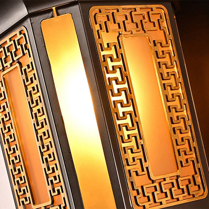 Traditional Chinese Waterproof Aluminum Glass Cylinder 1/2-Light Wall Sconce Lamp For Outdoor Patio