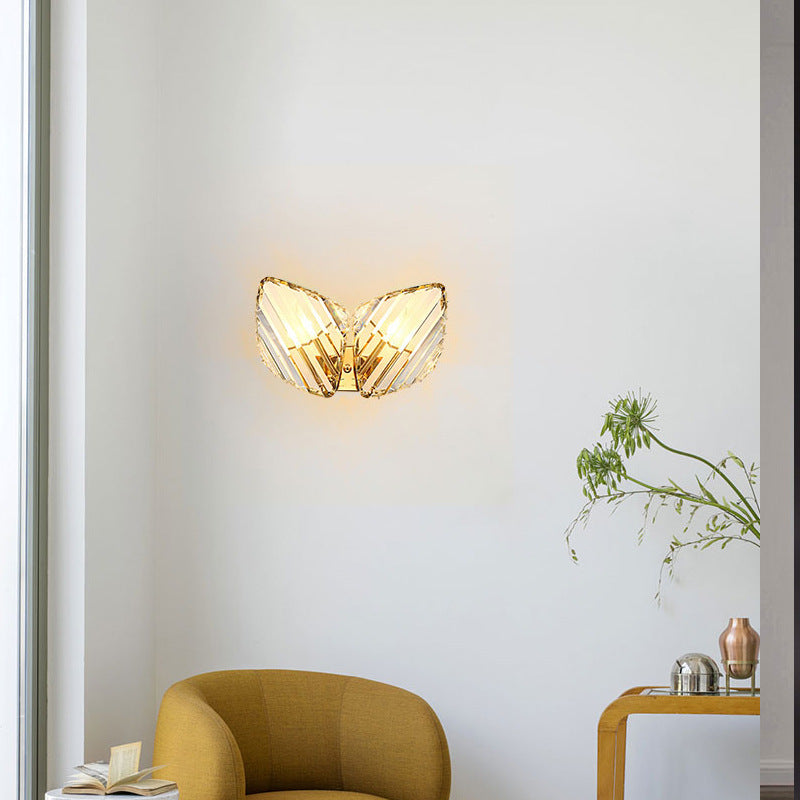 Modern Luxury Metal Acrylic Diamond-Pattern 1/2/3-Light Wall Sconce Lamp For Living Room & Bedroom