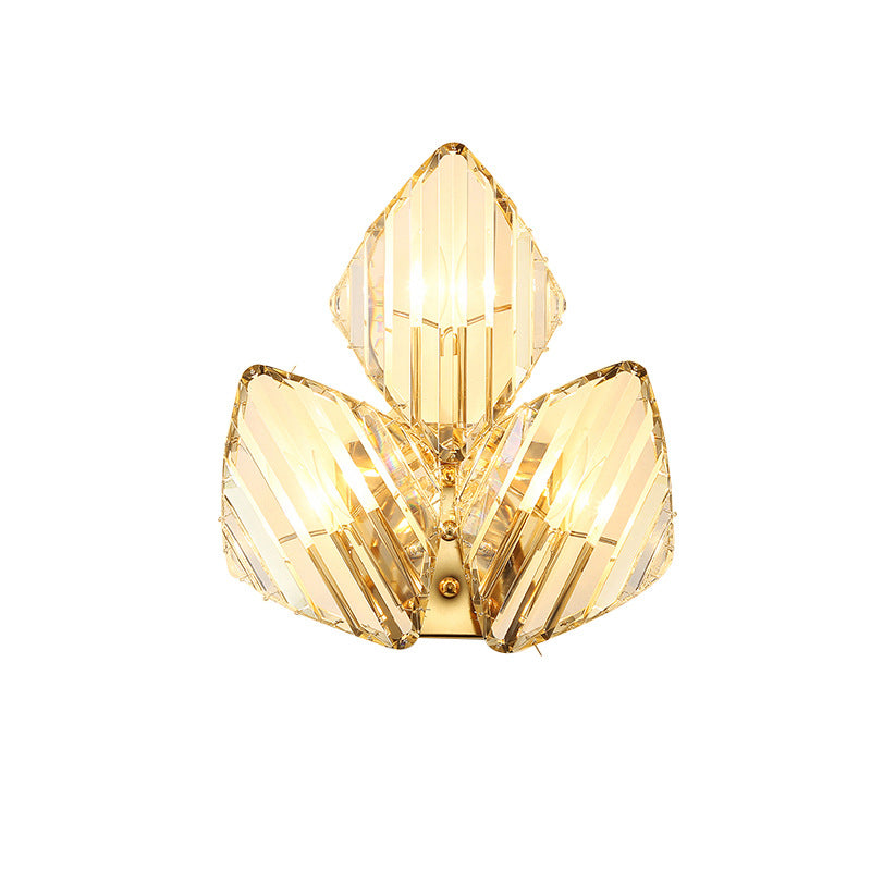 Modern Luxury Metal Acrylic Diamond-Pattern 1/2/3-Light Wall Sconce Lamp For Living Room & Bedroom