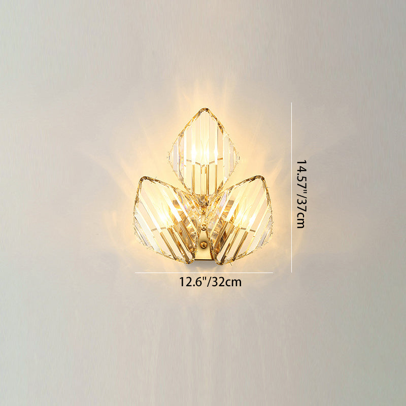 Modern Luxury Metal Acrylic Diamond-Pattern 1/2/3-Light Wall Sconce Lamp For Living Room & Bedroom