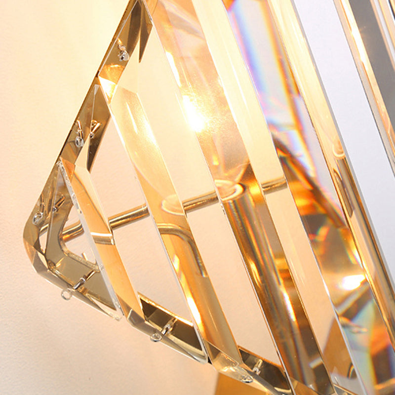 Modern Luxury Metal Acrylic Diamond-Pattern 1/2/3-Light Wall Sconce Lamp For Living Room & Bedroom