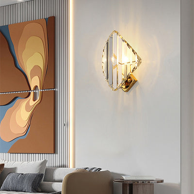 Modern Luxury Metal Acrylic Diamond-Pattern 1/2/3-Light Wall Sconce Lamp For Living Room & Bedroom