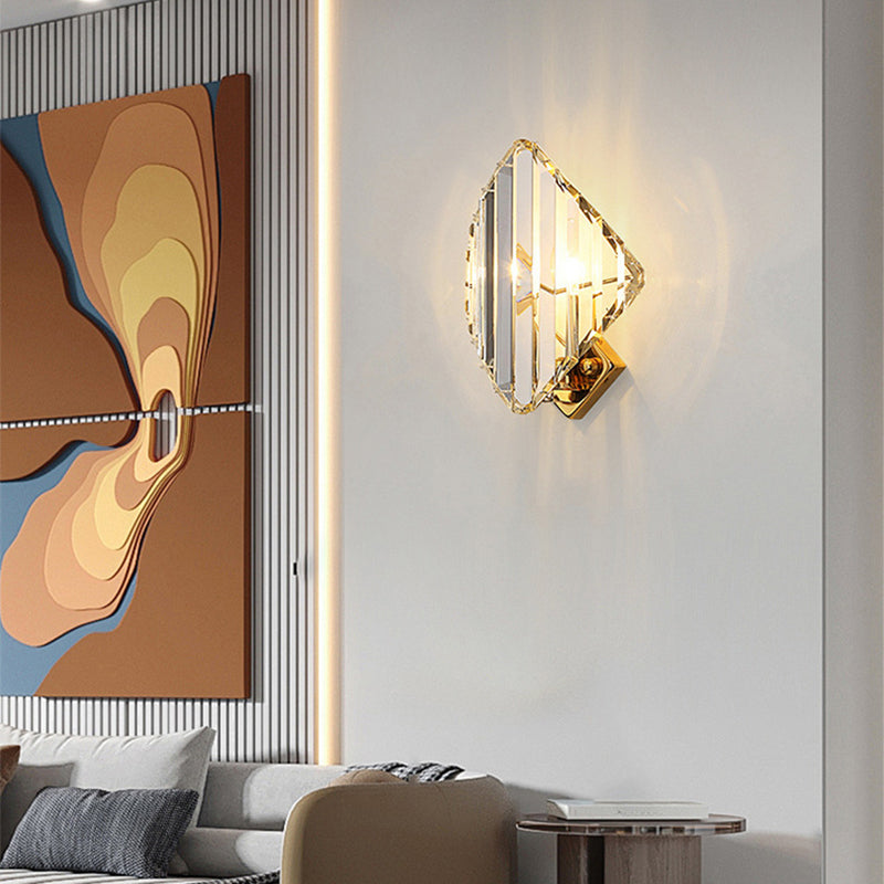 Modern Luxury Metal Acrylic Diamond-Pattern 1/2/3-Light Wall Sconce Lamp For Living Room & Bedroom