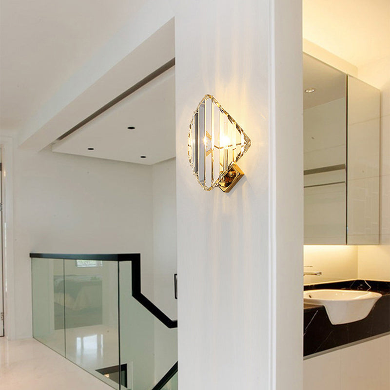 Modern Luxury Metal Acrylic Diamond-Pattern 1/2/3-Light Wall Sconce Lamp For Living Room & Bedroom