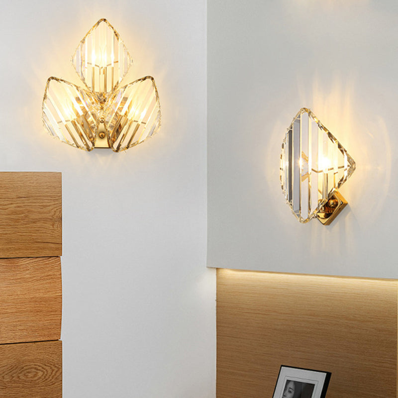 Modern Luxury Metal Acrylic Diamond-Pattern 1/2/3-Light Wall Sconce Lamp For Living Room & Bedroom