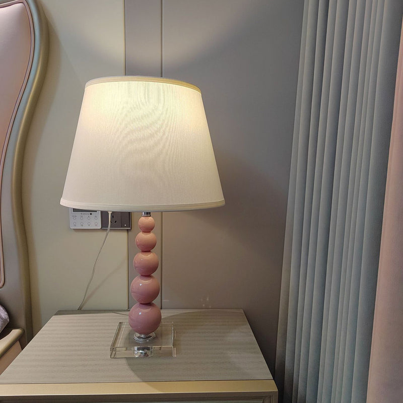 Modern Crystal Pink Beaded 1-Light Table Lamp