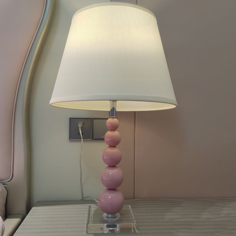 Modern Crystal Pink Beaded 1-Light Table Lamp